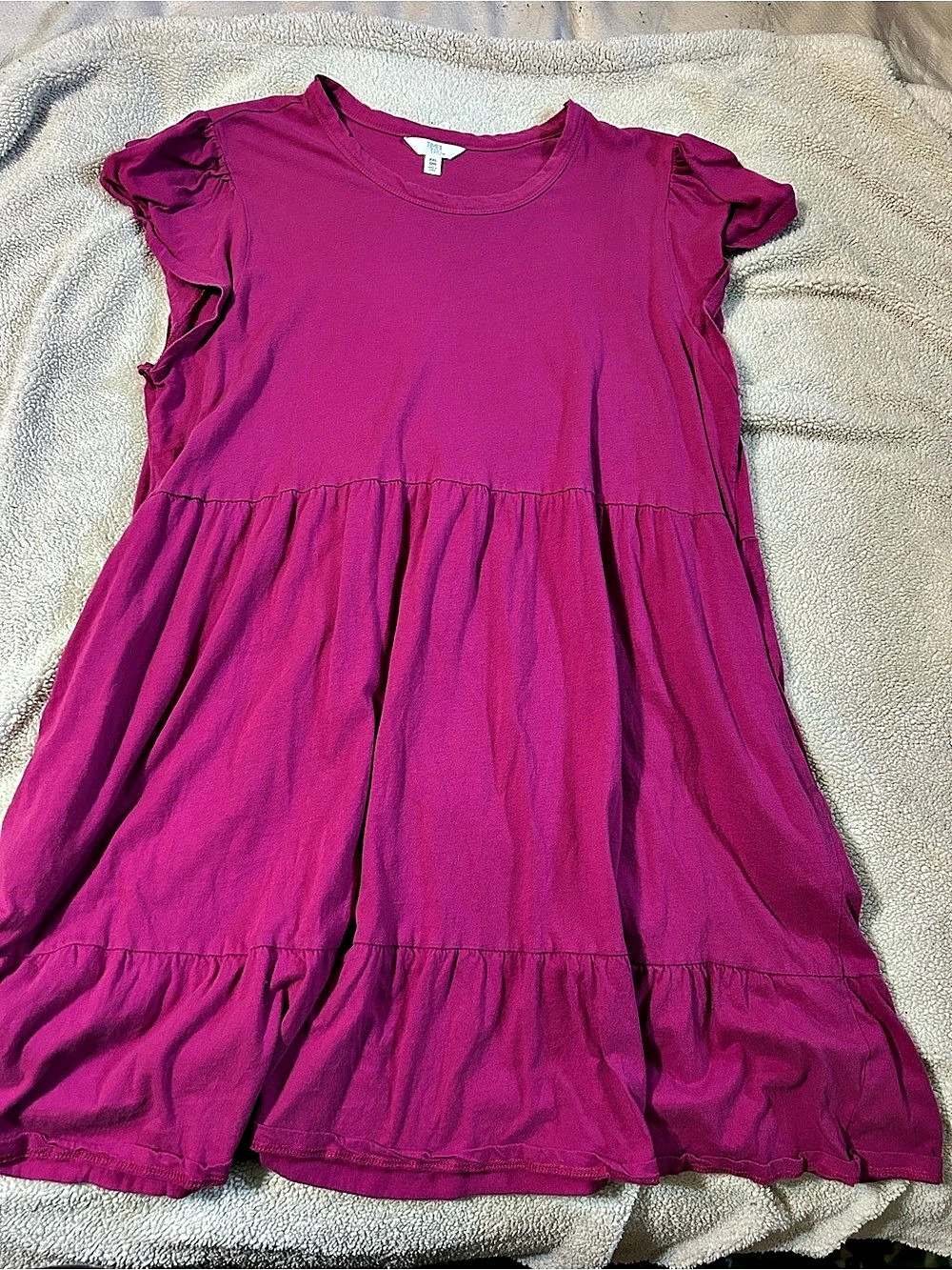 Time and Tru women’s Tiered Short Sleeve Dress Pink & Black